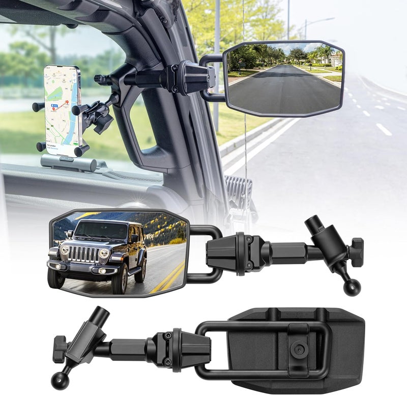 GEVINFA Upgrade Mirrors Doors Off Compatible with Jeep Wrangler JL JLU and Gladiator JT 2018-2023, Quick Release JL Mirror, No Wobble & Quick Removal knob(Not Fit 2024 2025) Patented - Image 1